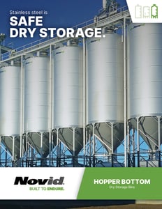 Novid stainless steel hopper bottom bin brochure cover
