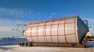 novid 30 stainless steel hopper bottom fertilizer storage bin on trailer (1 of 1)